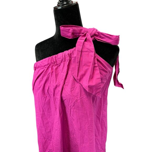 Mango Fuchsia One-Shoulder Cotton Maxi Dress Size Small – Fits S/M - Picture 9 of 14